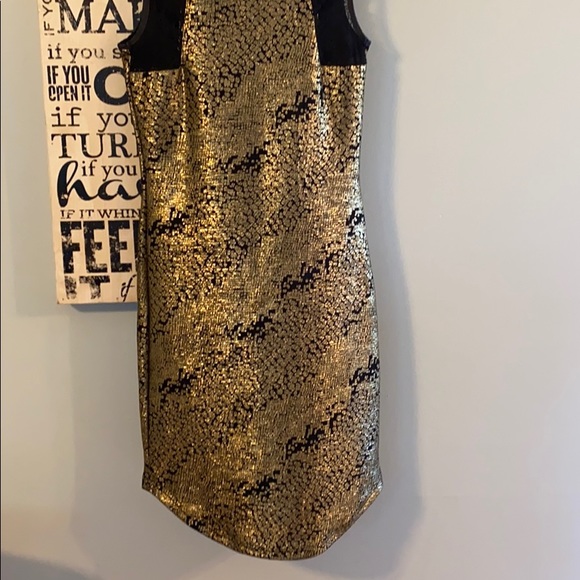 Vera Moda Gold Shimmer Holiday Dress - Picture 5 of 7